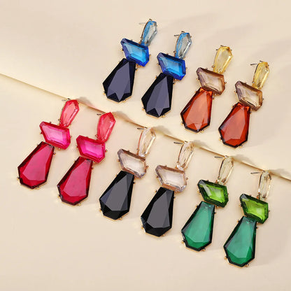 1 Pair Elegant Simple Style Geometric Water Droplets Inlay Alloy Resin Drop Earrings