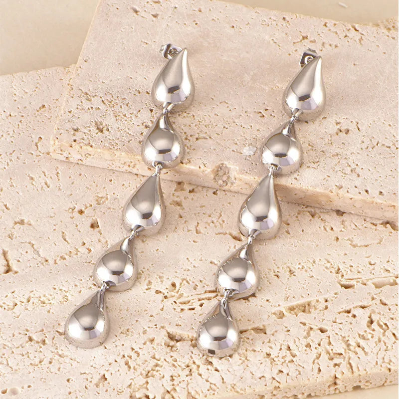 1 Pair Elegant Simple Style Geometric Water Droplets Plating Copper Drop Earrings