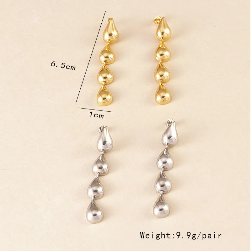 1 Pair Elegant Simple Style Geometric Water Droplets Plating Copper Drop Earrings