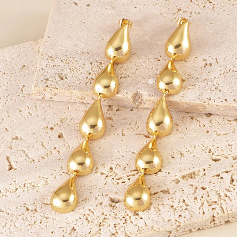 1 Pair Elegant Simple Style Geometric Water Droplets Plating Copper Drop Earrings