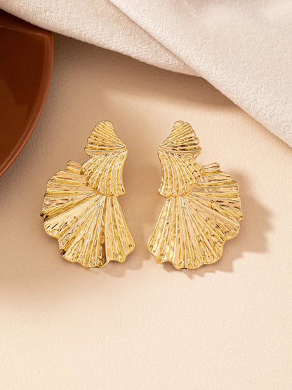 1 Pair Elegant Simple Style Ginkgo Leaf Plating Ferroalloy Drop Earrings