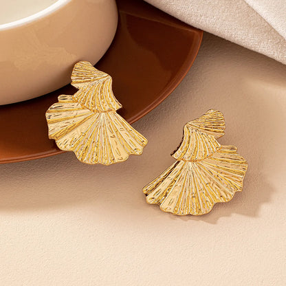 1 Pair Elegant Simple Style Ginkgo Leaf Plating Ferroalloy Drop Earrings