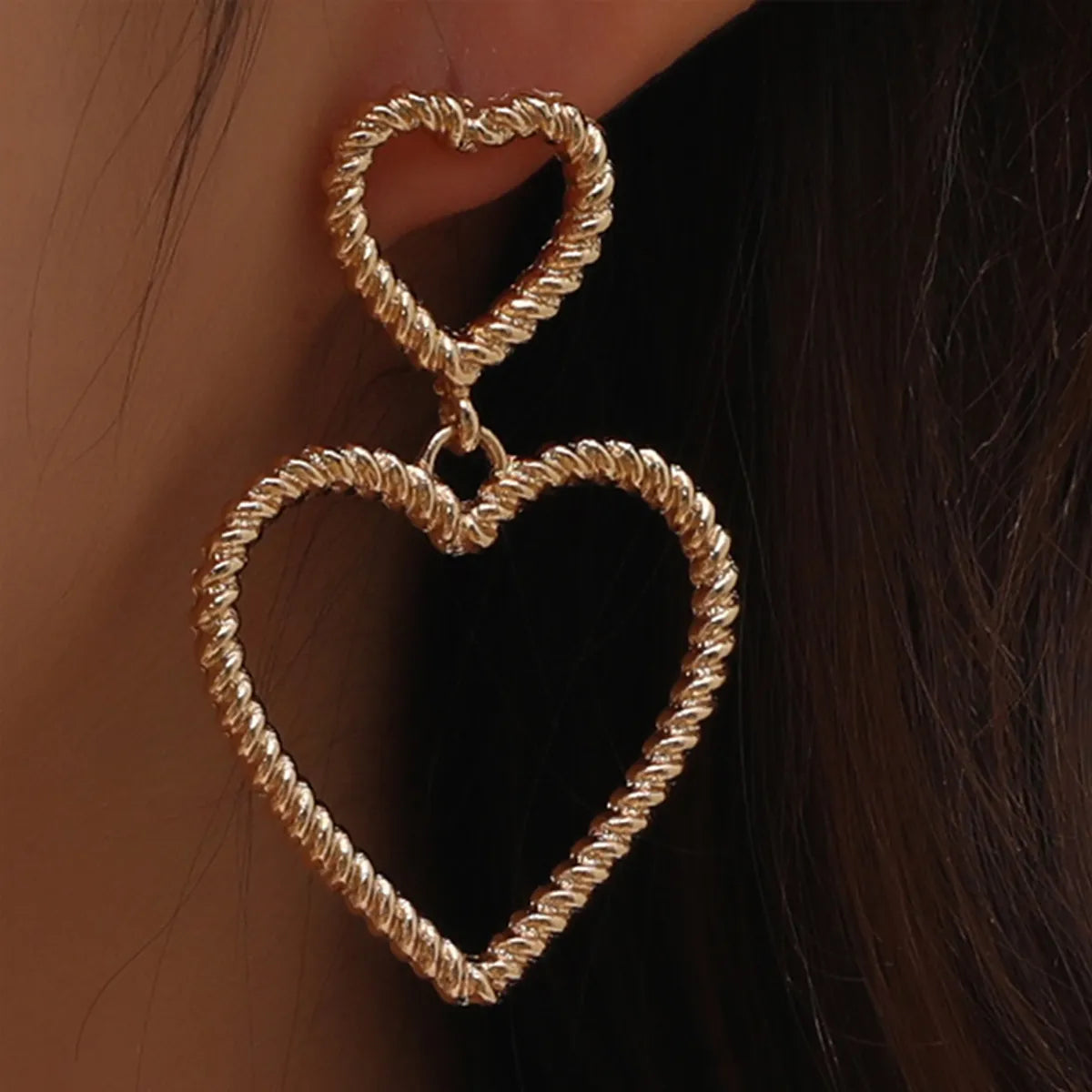 1 Pair Elegant Simple Style Heart Shape Alloy Drop Earrings