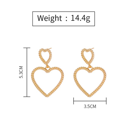 1 Pair Elegant Simple Style Heart Shape Alloy Drop Earrings