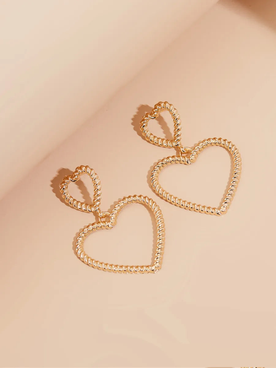 1 Pair Elegant Simple Style Heart Shape Alloy Drop Earrings