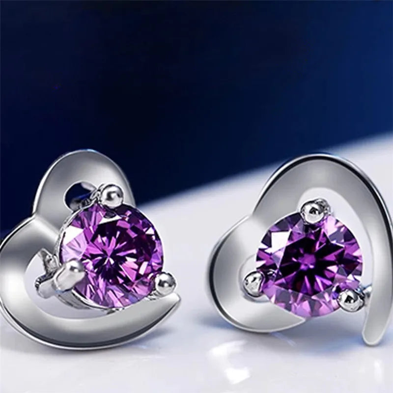 1 Pair Elegant Simple Style Heart Shape Inlay Alloy Zircon Ear Studs