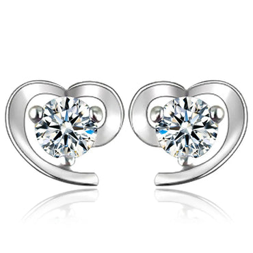 1 Pair Elegant Simple Style Heart Shape Inlay Alloy Zircon Ear Studs