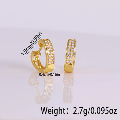 1 Pair Elegant Simple Style Heart Shape Inlay Copper Zircon 18K Gold Plated Hoop Earrings