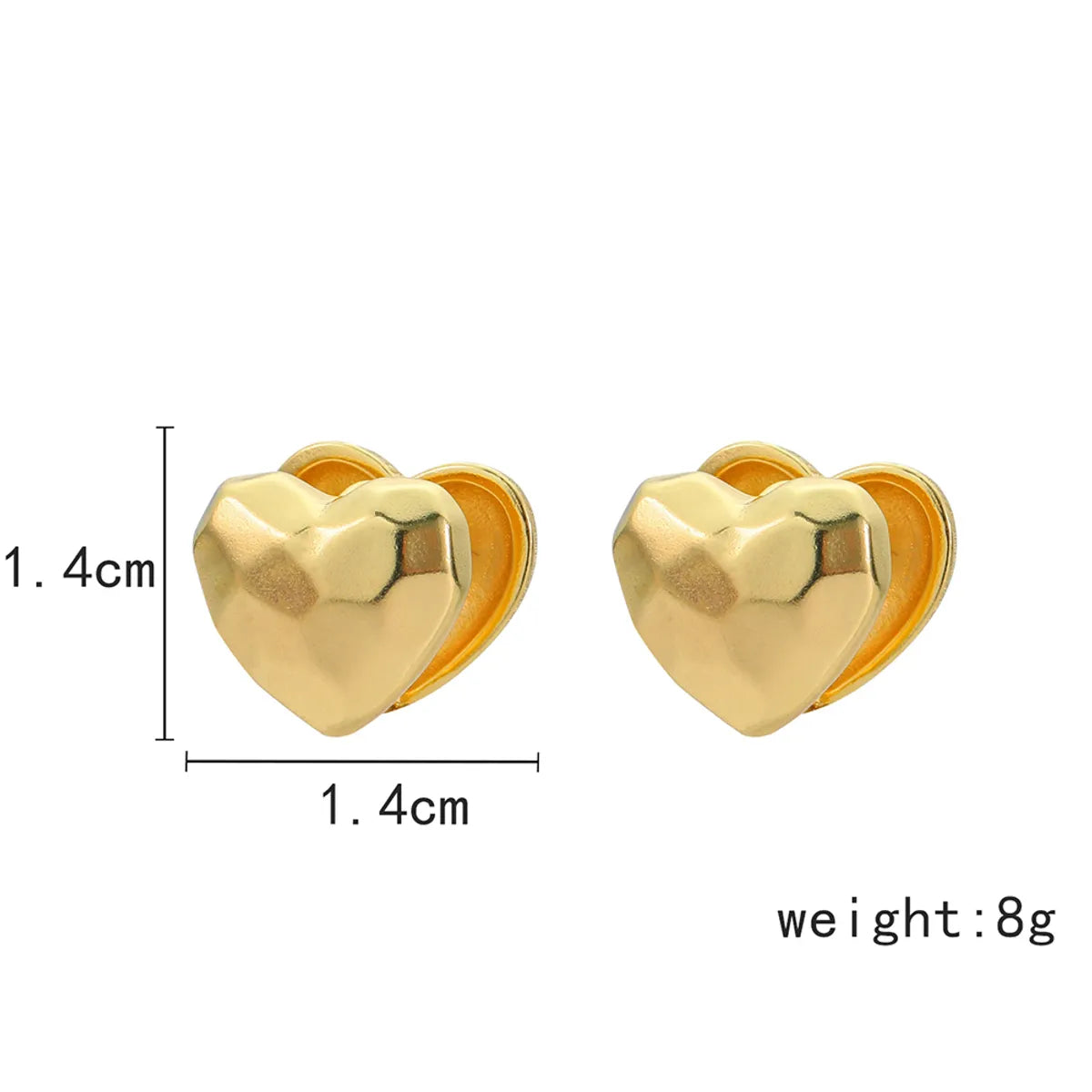 1 Pair Elegant Simple Style Heart Shape Plating Copper 16K Gold Plated Ear Studs