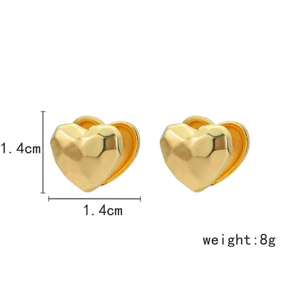 1 Pair Elegant Simple Style Heart Shape Plating Copper 16K Gold Plated Ear Studs