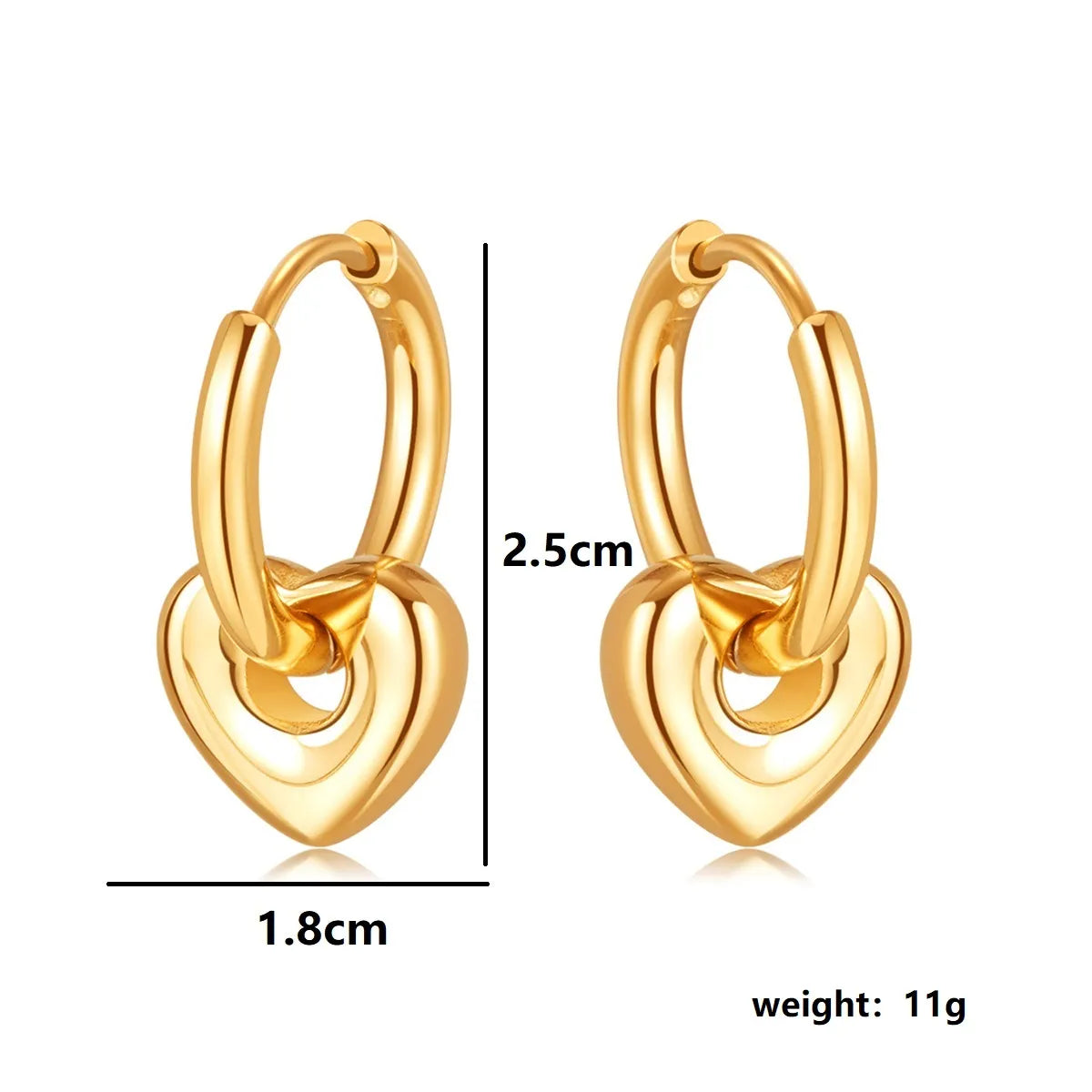 1 Pair Elegant Simple Style Heart Shape Plating Copper 18k Gold Plated Drop Earrings