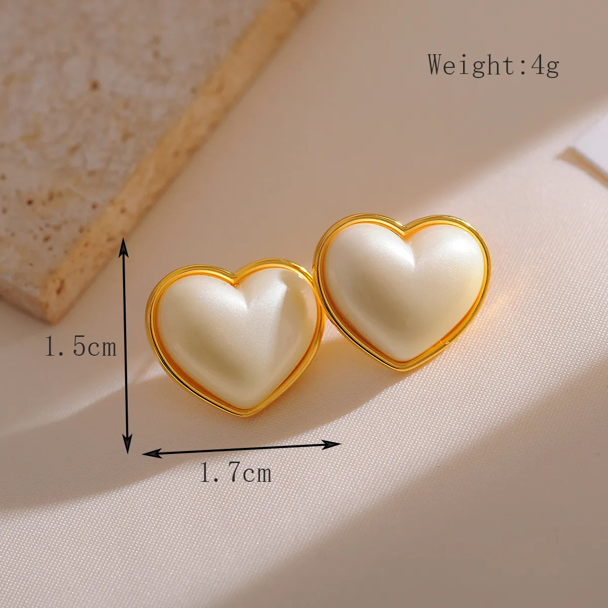 1 Pair Elegant Simple Style Heart Shape Rectangle Copper 18K Gold Plated Ear Studs