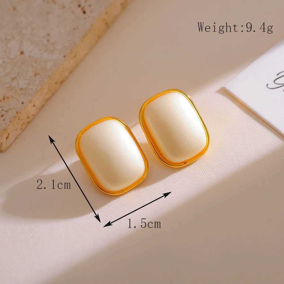 1 Pair Elegant Simple Style Heart Shape Rectangle Copper 18K Gold Plated Ear Studs