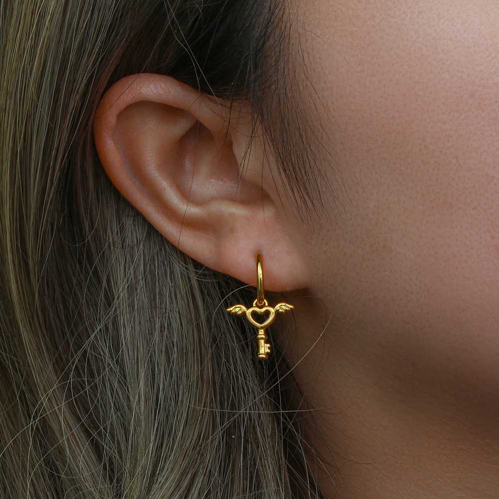 1 Pair Elegant Simple Style Heart Shape Solid Color Plating Stainless Steel 18k Gold Plated Drop Earrings