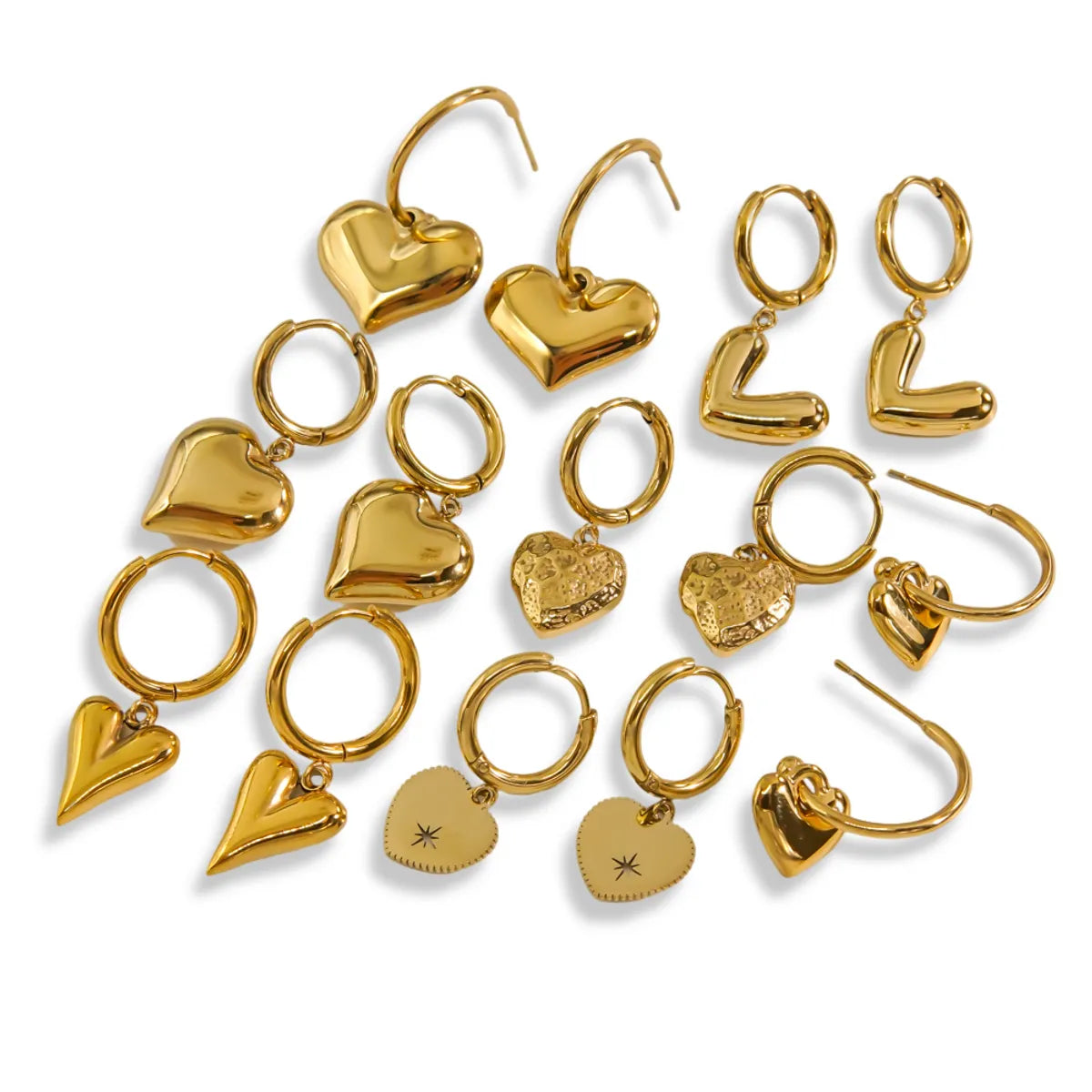 1 Pair Elegant Simple Style Heart Shape Stainless Steel 14k Gold Plated Drop Earrings