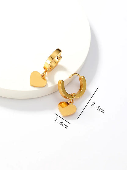 1 Pair Elegant Simple Style Heart Shape Stainless Steel Plating 18k Gold Plated Drop Earrings