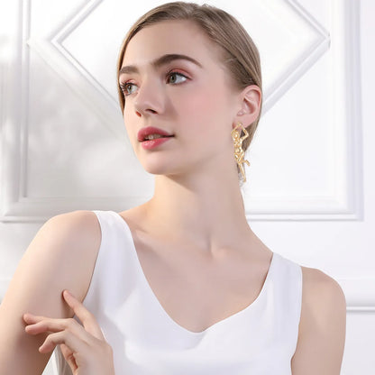 1 Pair Elegant Simple Style Human Plating Alloy Drop Earrings