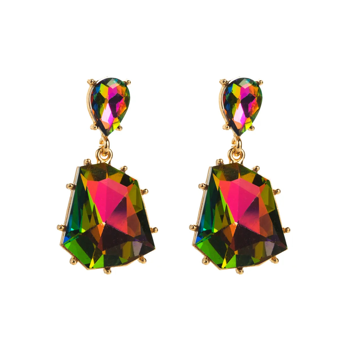 1 Pair Elegant Simple Style Irregular Geometric Inlay Alloy Resin Gold Plated Drop Earrings