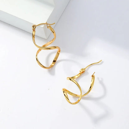 1 Pair Elegant Simple Style Irregular Geometric Plating Stainless Steel 18k Gold Plated Earrings