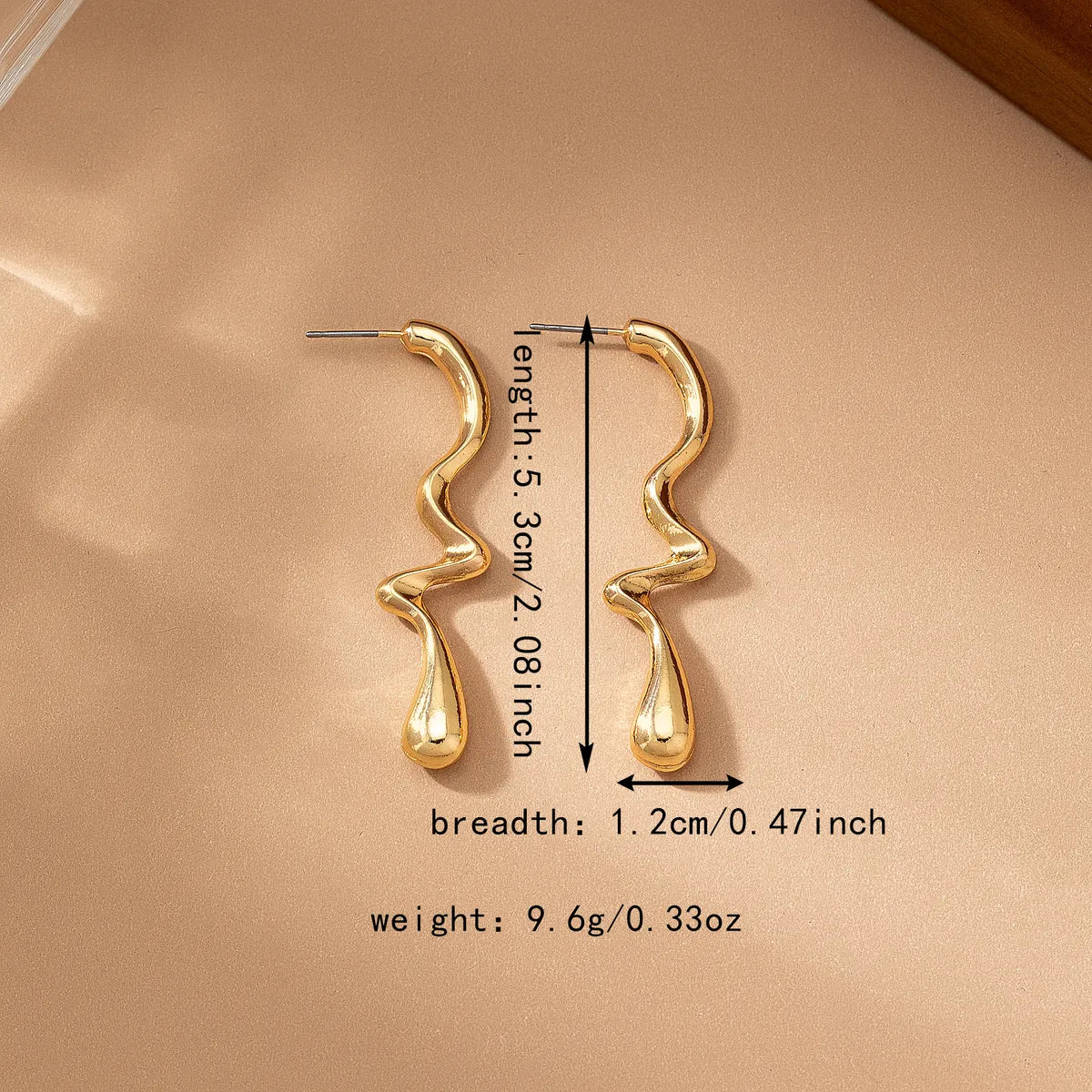 1 Pair Elegant Simple Style Irregular Lines Alloy 14K Gold Plated Ear Studs