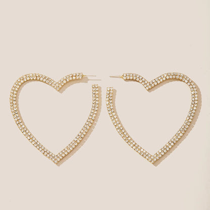 1 Pair Elegant Simple Style Korean Style Heart Shape Inlay Alloy Artificial Rhinestones Earrings