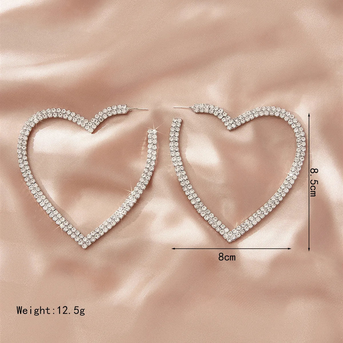 1 Pair Elegant Simple Style Korean Style Heart Shape Inlay Alloy Artificial Rhinestones Earrings