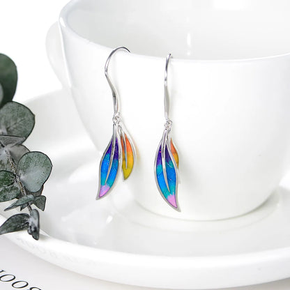 1 Pair Elegant Simple Style Leaf Enamel Sterling Silver Drop Earrings