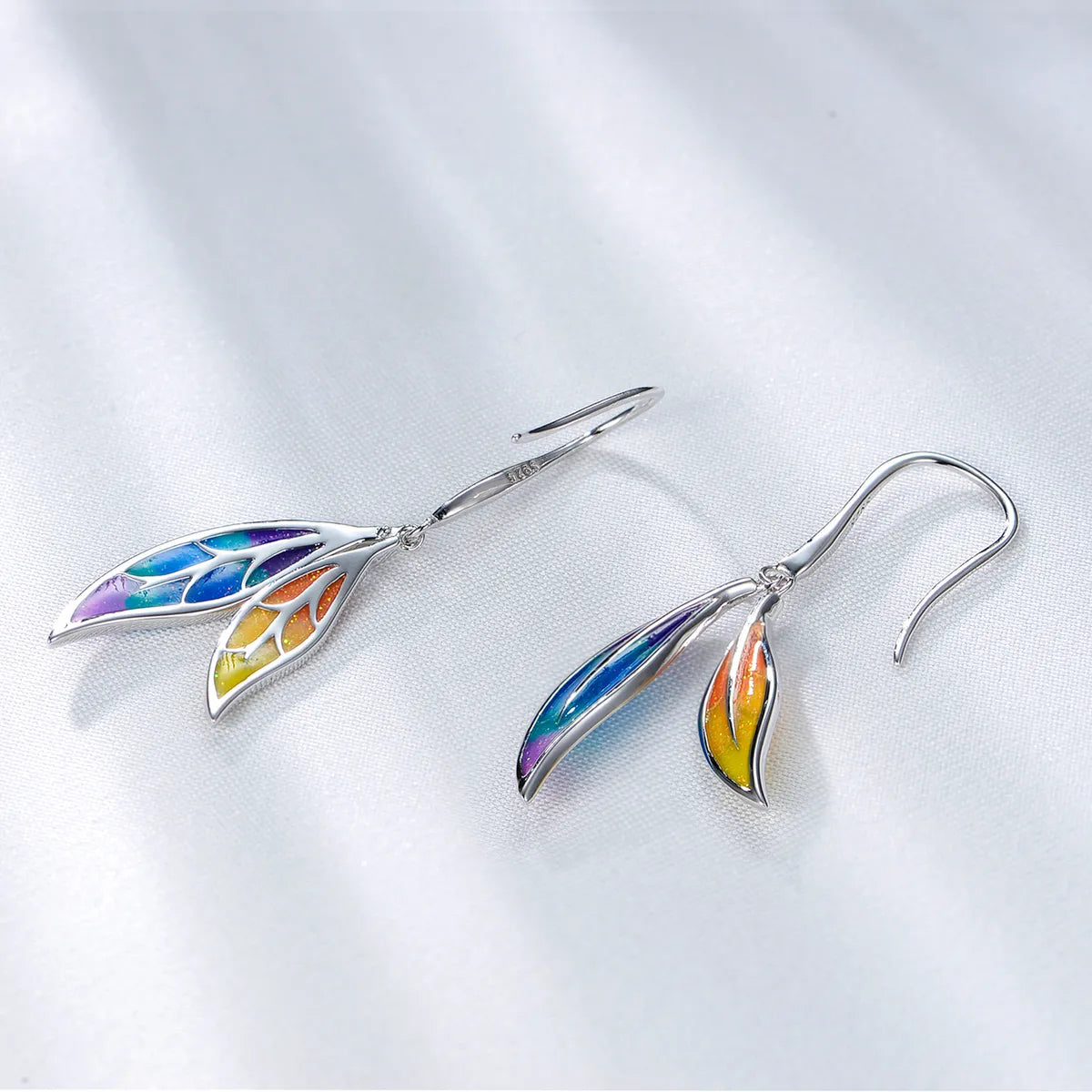 1 Pair Elegant Simple Style Leaf Enamel Sterling Silver Drop Earrings