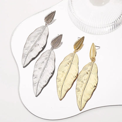 1 Pair Elegant Simple Style Leaf Iron Drop Earrings