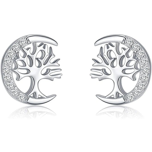 1 Pair Elegant Simple Style Life Tree Plating Sterling Silver Ear Studs