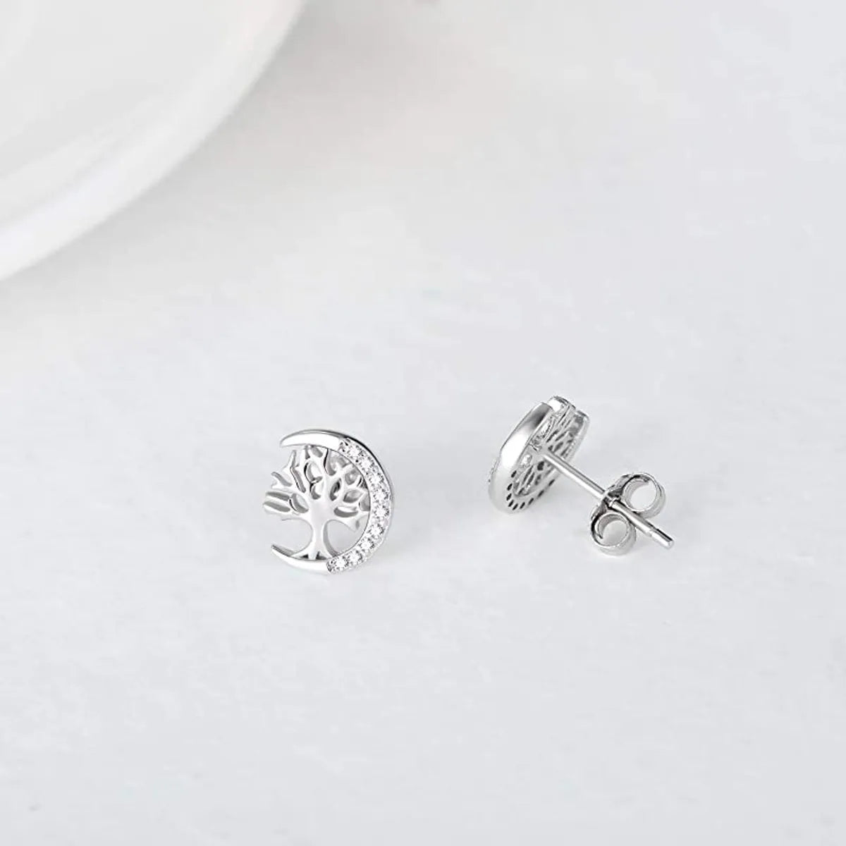 1 Pair Elegant Simple Style Life Tree Plating Sterling Silver Ear Studs