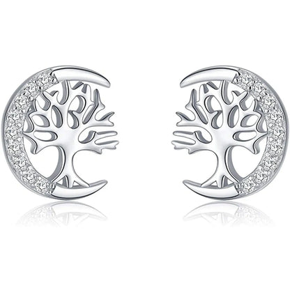 1 Pair Elegant Simple Style Life Tree Plating Sterling Silver Ear Studs