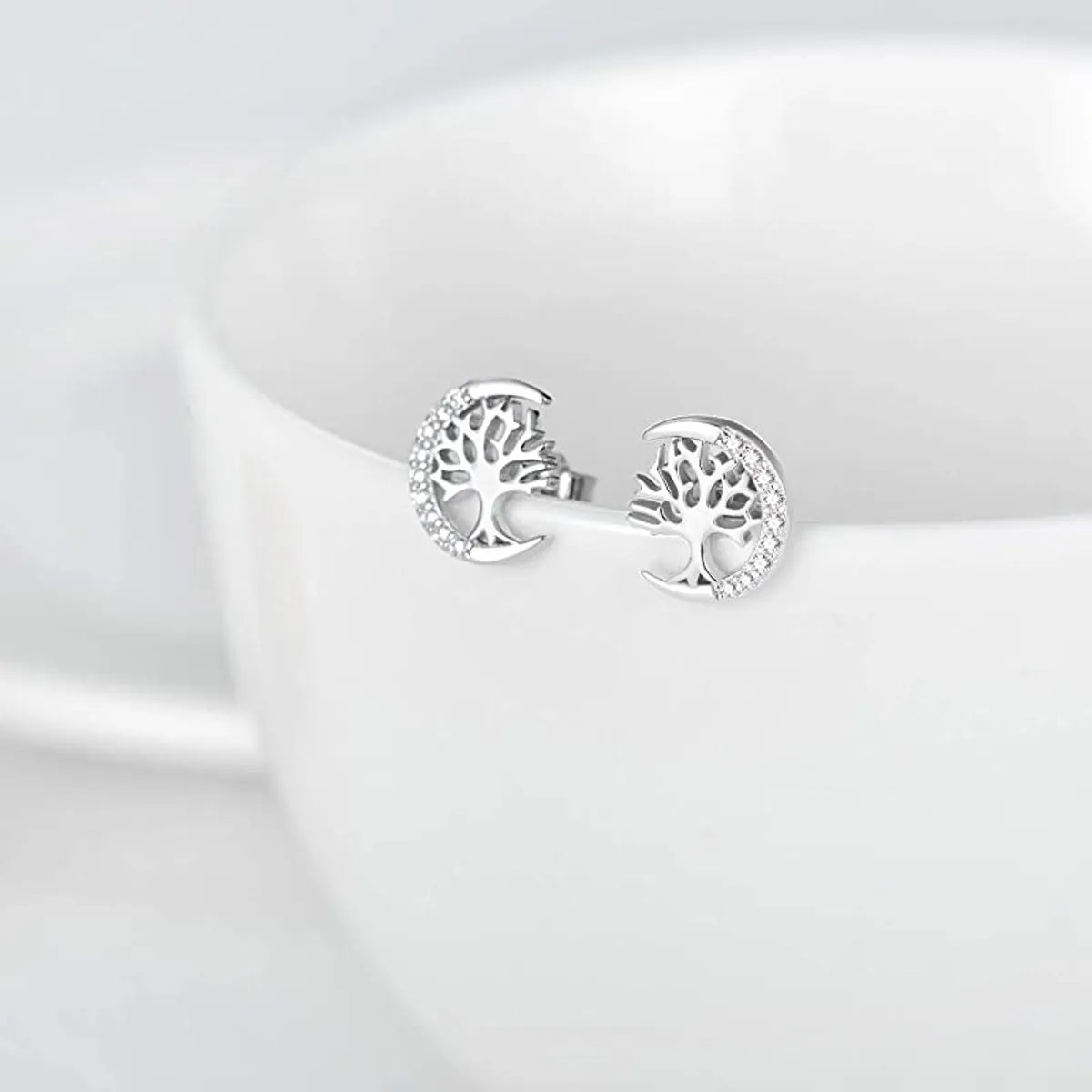 1 Pair Elegant Simple Style Life Tree Plating Sterling Silver Ear Studs