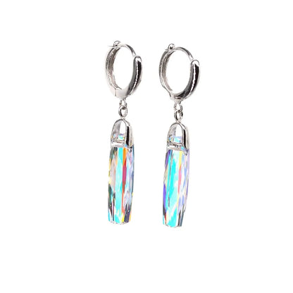 1 Pair Elegant Simple Style Lines Plating Inlay Sterling Silver Artificial Crystal Drop Earrings