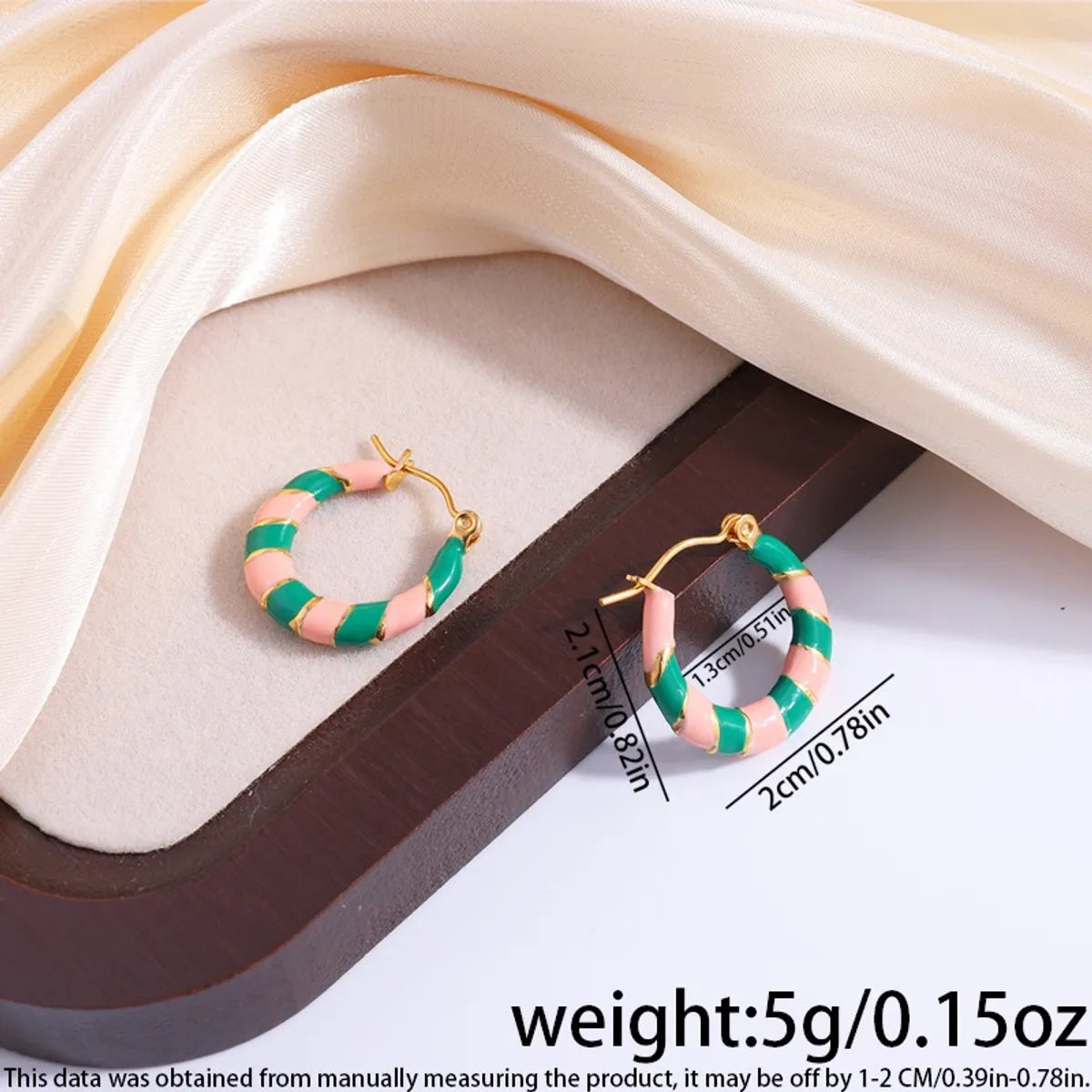 1 Pair Elegant Simple Style Multicolor Enamel Titanium Steel 18K Gold Plated Earrings