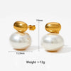 1 Pair Elegant Simple Style Oval Plating Inlay Stainless Steel Pearl Ear Studs