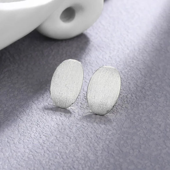 1 Pair Elegant Simple Style Oval Plating Sterling Silver Silver Plated Ear Studs