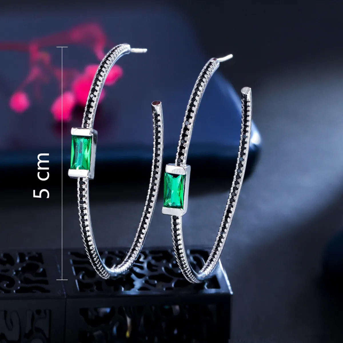 1 Pair Elegant Simple Style Rectangle Plating Inlay Copper Zircon White Gold Plated Earrings