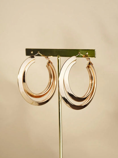 1 Pair Elegant Simple Style Round Alloy Titanium Steel Iron Gold Plated Earrings