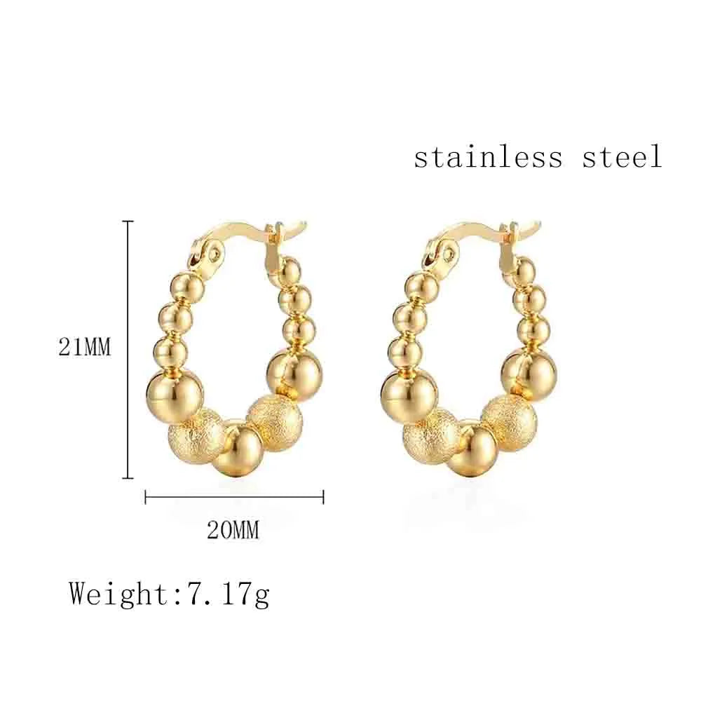 1 Pair Elegant Simple Style Round Dots Plating Stainless Steel 18K Gold Plated Hoop Earrings