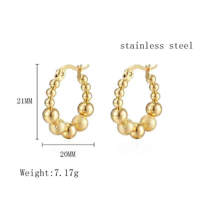 1 Pair Elegant Simple Style Round Dots Plating Stainless Steel 18K Gold Plated Hoop Earrings