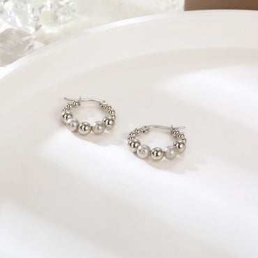 1 Pair Elegant Simple Style Round Dots Plating Stainless Steel 18K Gold Plated Hoop Earrings