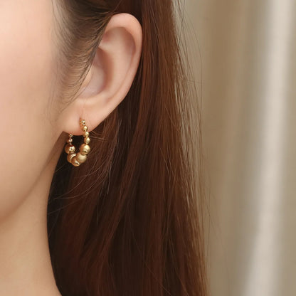 1 Pair Elegant Simple Style Round Dots Plating Stainless Steel 18K Gold Plated Hoop Earrings