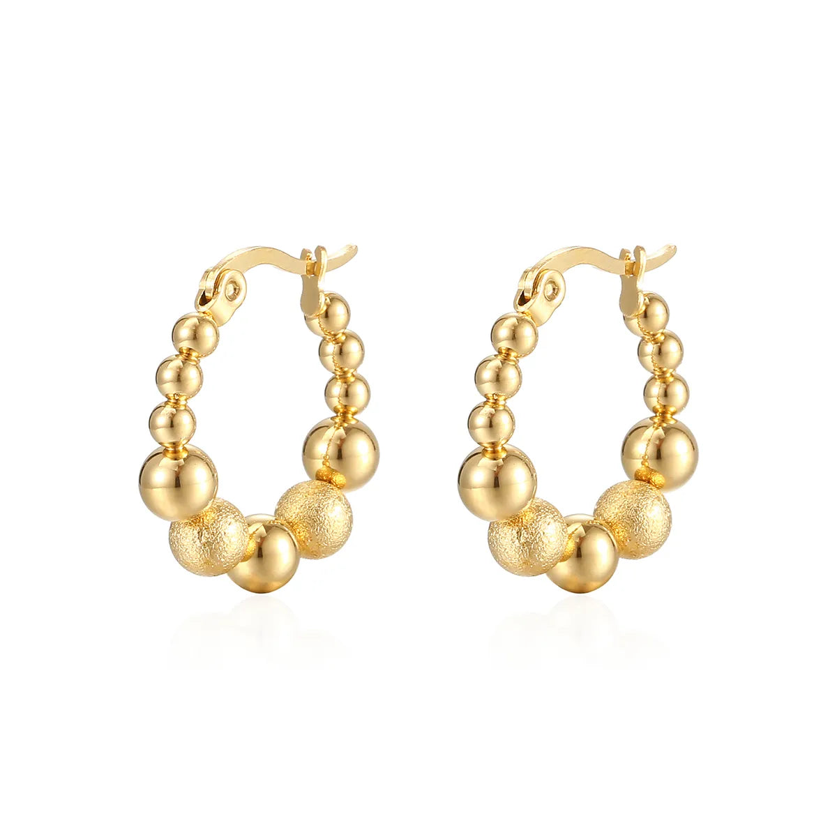 1 Pair Elegant Simple Style Round Dots Plating Stainless Steel 18K Gold Plated Hoop Earrings