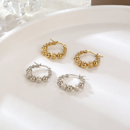 1 Pair Elegant Simple Style Round Dots Plating Stainless Steel 18K Gold Plated Hoop Earrings