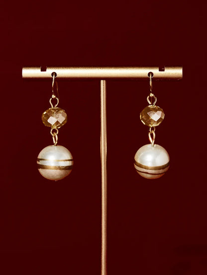 1 Pair Elegant Simple Style Round Inlay Alloy Artificial Crystal Artificial Pearls Drop Earrings