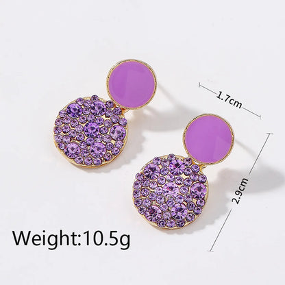 1 Pair Elegant Simple Style Round Inlay Alloy Artificial Rhinestones Drop Earrings