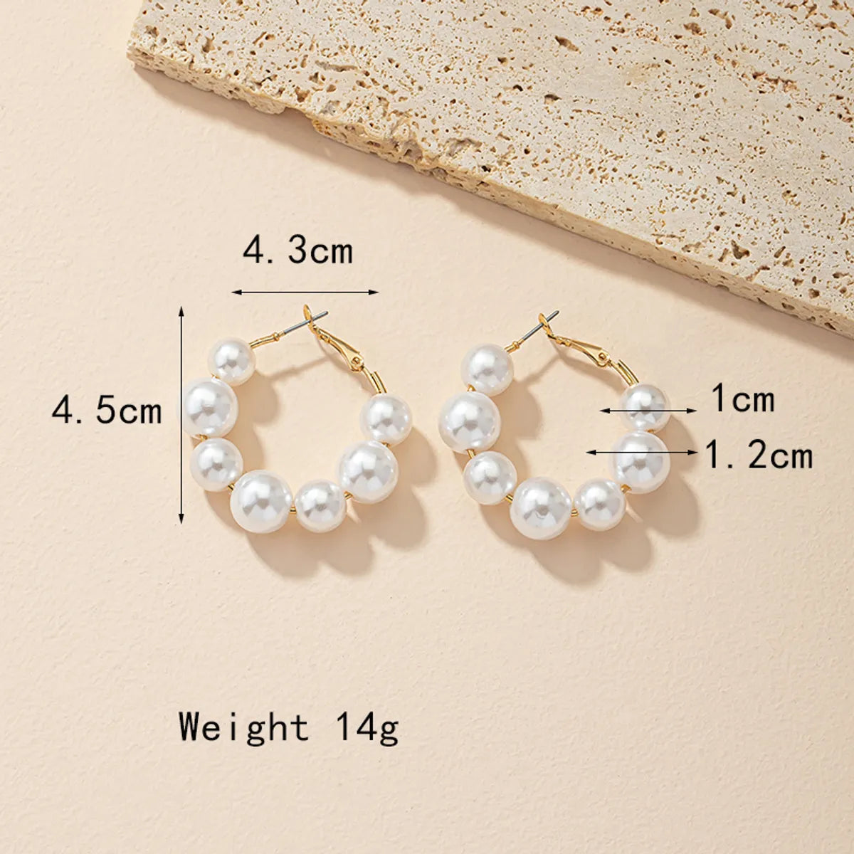 1 Pair Elegant Simple Style Round Pearl Plating Alloy 14k Gold Plated Earrings