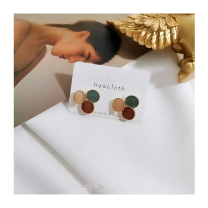 1 Pair Elegant Simple Style Round Plating Copper 18K Gold Plated Ear Studs