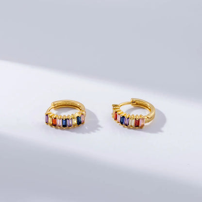 1 Pair Elegant Simple Style Round Plating Inlay Copper Zircon 18k Gold Plated Hoop Earrings